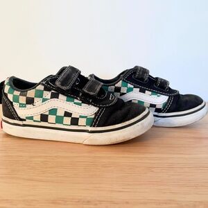 Vans Old Skool V Checkerboard Black and Green, Toddler Size 8